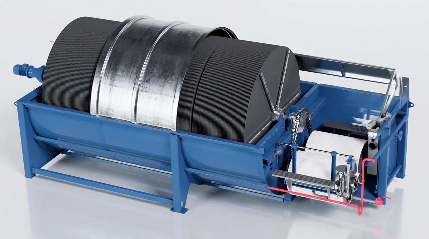 R+F RF-RBC Rotationstauchkörper mit integrierter Tuchfiltration — Produktvisualisierung